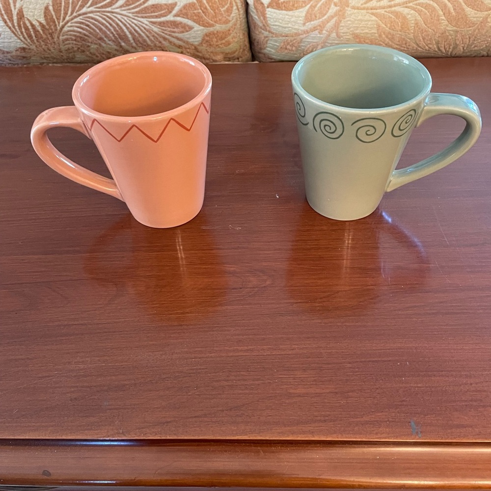 Vintage Ceramic Mug Duo - Terracotta and Sage - Picture 1 of 6